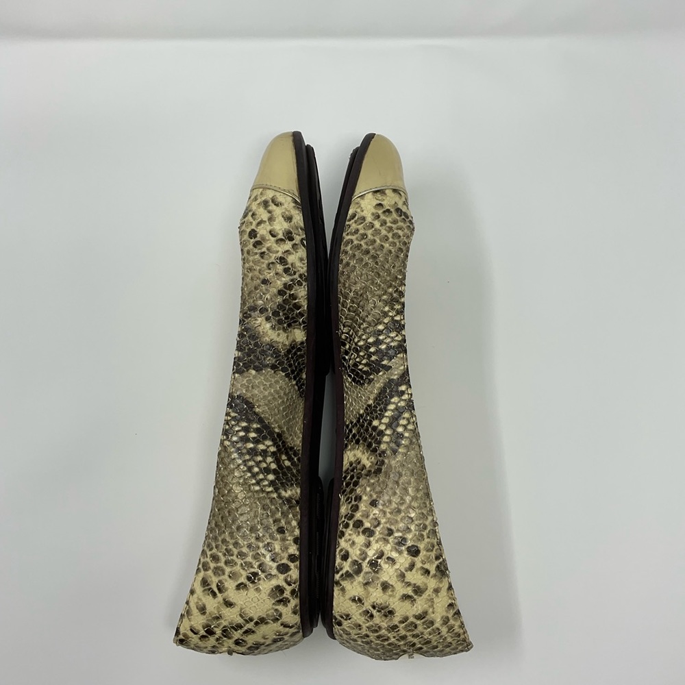 Jimmy Choo Gold Metallic Snake Print Flats - Picture 7 of 14